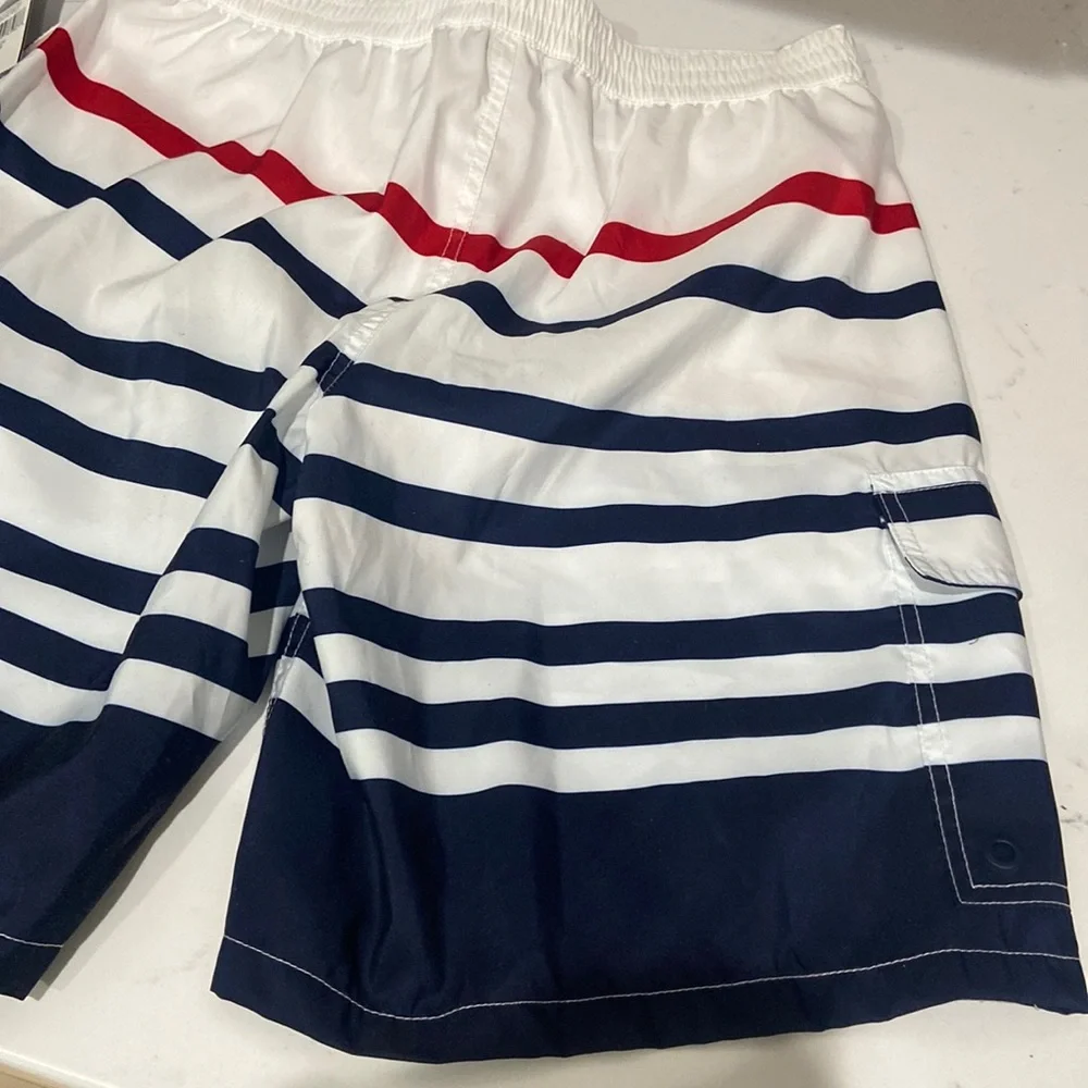 Polo Ralph Lauren Swim Trunks Mens Small Blue White Red Striped Board Shorts NWT - Picture 13 of 15